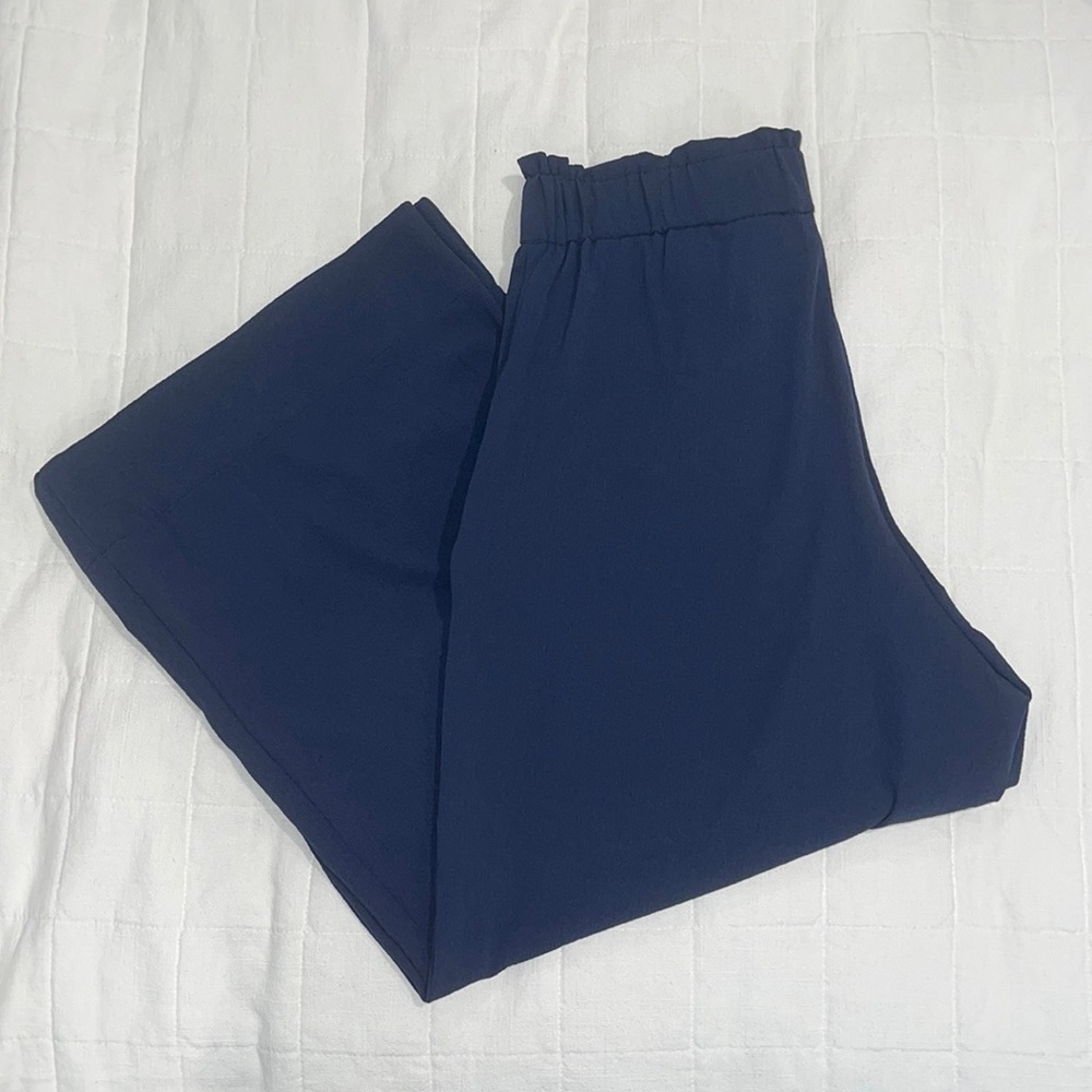 H&M Wide Leg Pull-On Pants - Navy Blue